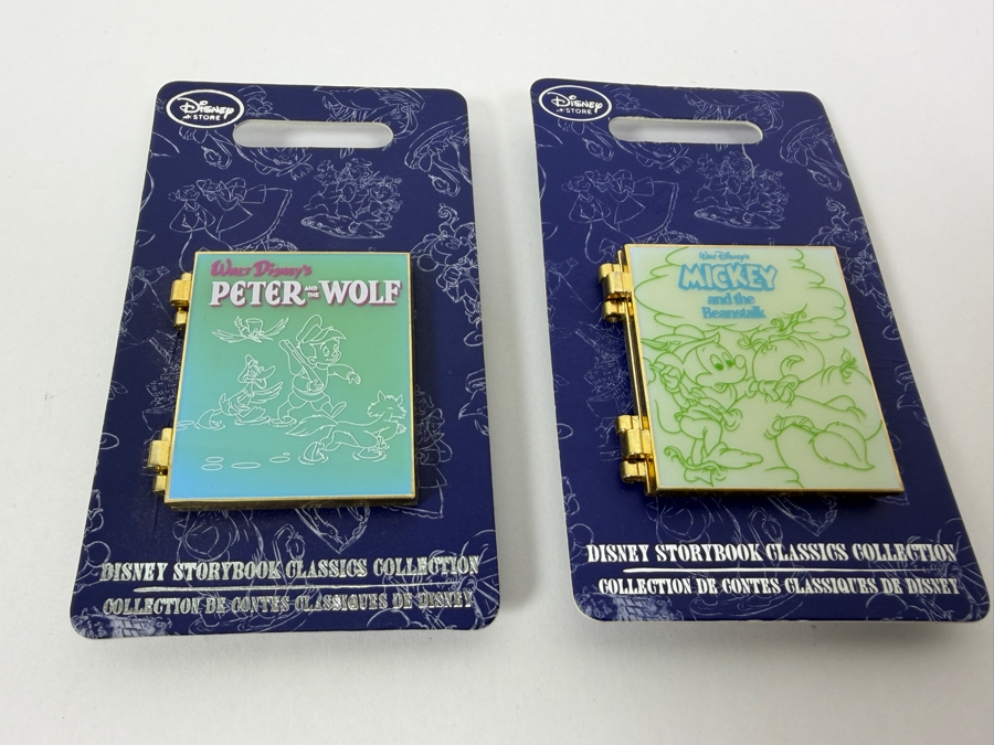 Disney Store Storybook Classics Collection Peter And The Wolf And Mickey And The Beanstalk Hinged Pin Set [Photo 2]