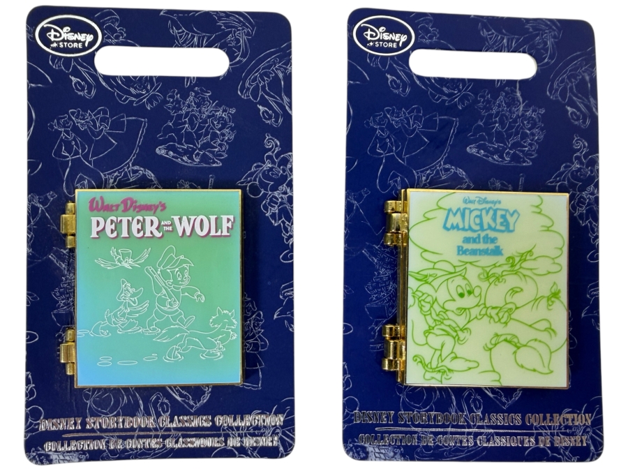 Disney Store Storybook Classics Collection Peter And The Wolf And Mickey And The Beanstalk Hinged Pin Set