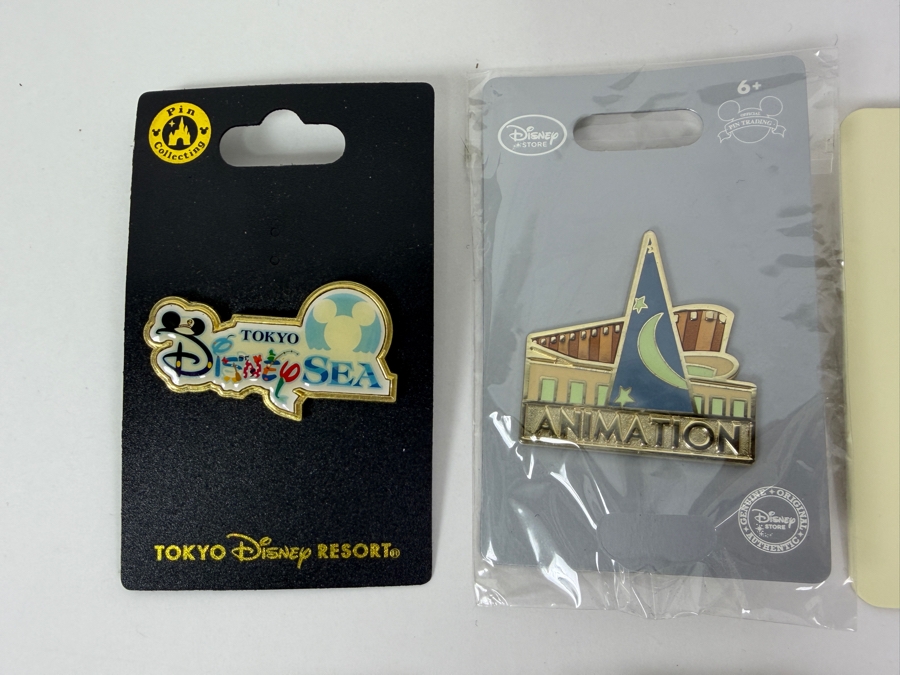 Assorted Collection Of Eight Authentic Disney Pins Including Tokyo DisneySea Logo, Disney Animation Building, And Disney Studio Store Hollywood Film Strip Series [Photo 4]