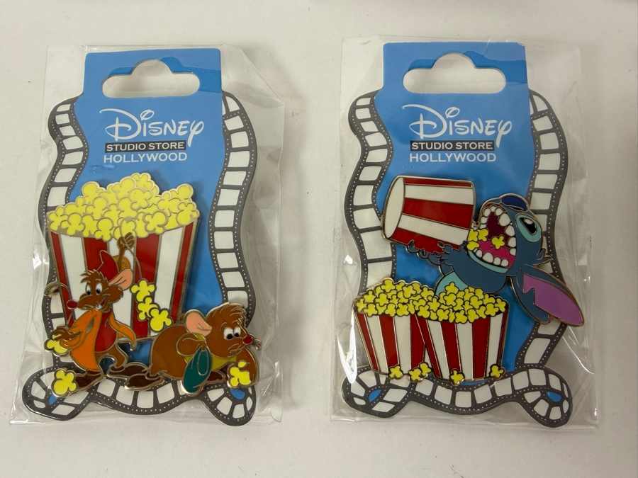 Assorted Collection Of Eight Authentic Disney Pins Including Tokyo DisneySea Logo, Disney Animation Building, And Disney Studio Store Hollywood Film Strip Series [Photo 2]