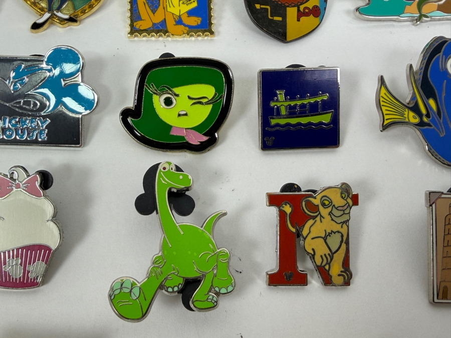 Collection Of (24) Authentic Disney Pins Featuring Characters Like Mickey And Minnie Mouse, Dory, Simba, And Remy, With Park Icons Such As The Epcot World Showcase Stamps And Disney+ Founders Circle Exclusive [Photo 6]