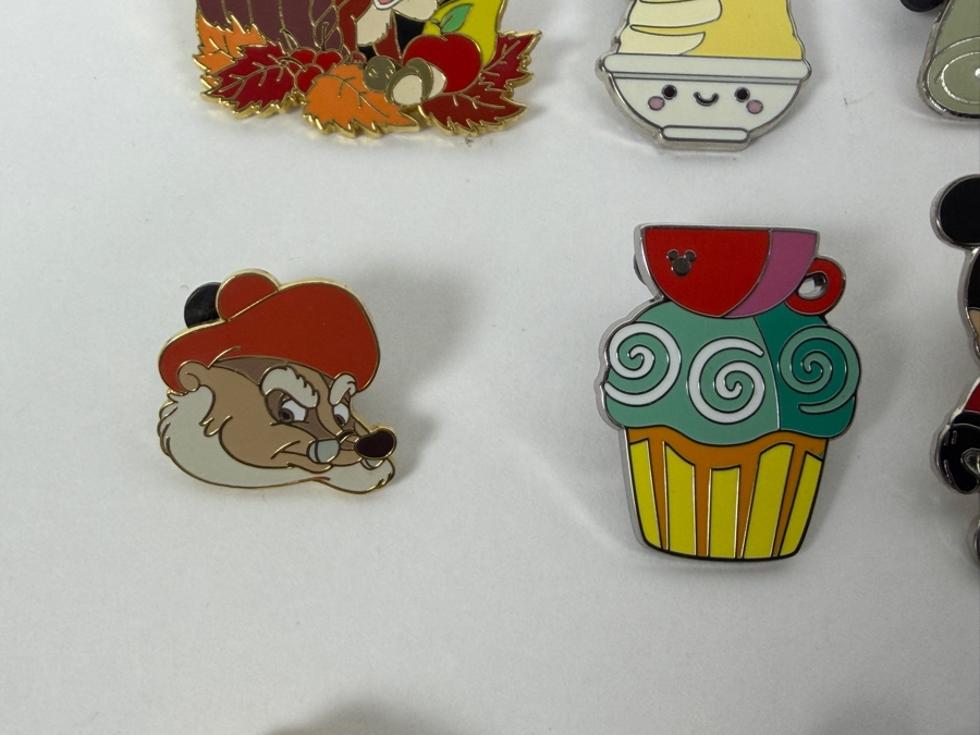 Collection Of (24) Authentic Disney Pins Featuring Characters Like Mickey Mouse As Mr. Incredible, Violet Parr, Timon and Pumbaa Wild About Safety Logo, And The Epcot World Showcase United Kingdom Flag Icon [Photo 8]
