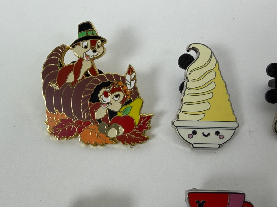 Collection Of (24) Authentic Disney Pins Featuring Characters Like Mickey Mouse As Mr. Incredible, Violet Parr, Timon and Pumbaa Wild About Safety Logo, And The Epcot World Showcase United Kingdom Flag Icon [Photo 13]