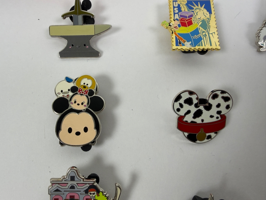 Collection Of (16) Authentic Disney Trading Pins Featuring A Fresh Mickey Waffles Boxed Pin, Star Wars Death Star, Matterhorn Yeti, D23 Expo Exclusive, Tsum Tsum Stack, Figment, And Space Mountain Designs [Photo 12]