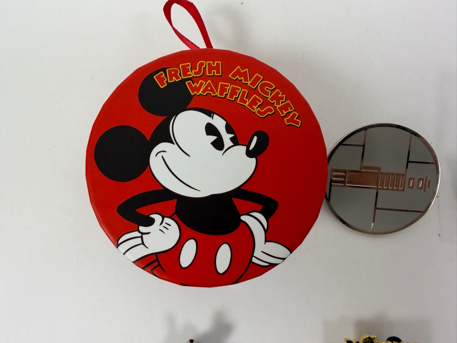 Collection Of (16) Authentic Disney Trading Pins Featuring A Fresh Mickey Waffles Boxed Pin, Star Wars Death Star, Matterhorn Yeti, D23 Expo Exclusive, Tsum Tsum Stack, Figment, And Space Mountain Designs [Photo 2]