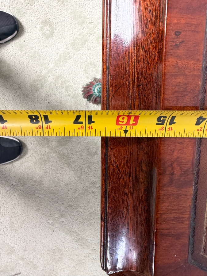 Just Added - Maitland-Smith Mahogany Octagonal Hooved Table With Hand-Tooled Leather Panels and Neoclassical Brass Accents 20'W X 16.5'D X 25'H [Photo 12]