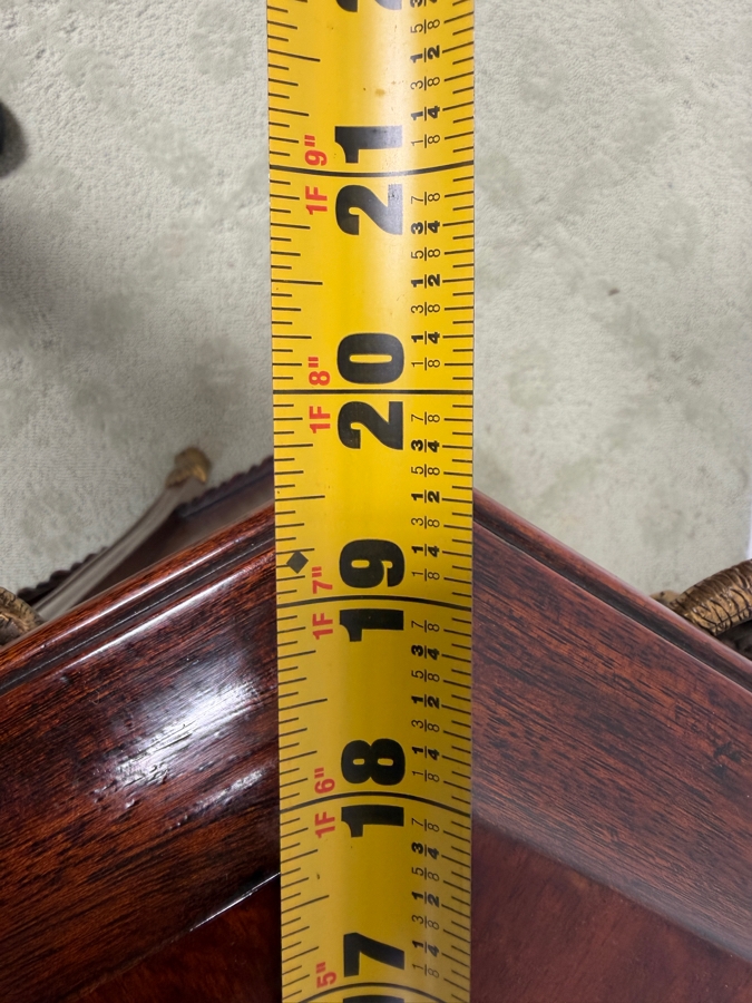 Just Added - Maitland-Smith Mahogany Octagonal Hooved Table With Hand-Tooled Leather Panels and Neoclassical Brass Accents 20'W X 16.5'D X 25'H [Photo 11]