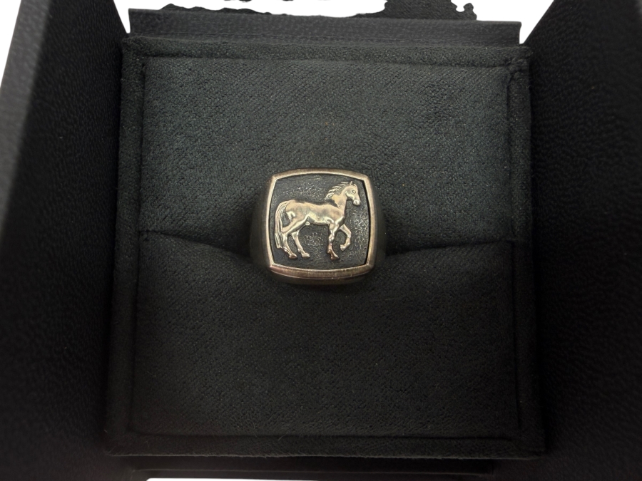 Just Added - David Yurman Petrvs Sterling Silver Horse Pinky Ring Size 4 11.7g