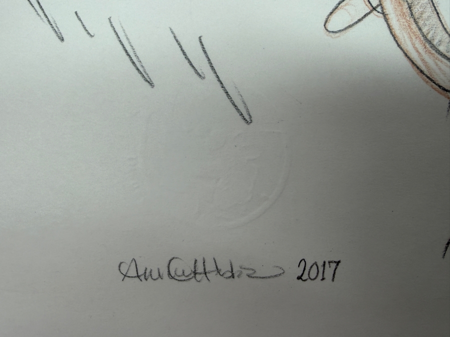 Andrew Caulfield Signed 2017 D23 Expo Concept Art Sketch Of The Skeleton Helmsman From Disney’s Pirates Of The Caribbean Attraction, Celebrating The Ride's 50th Anniversary 13'W X 10.5'H
 [Photo 4]