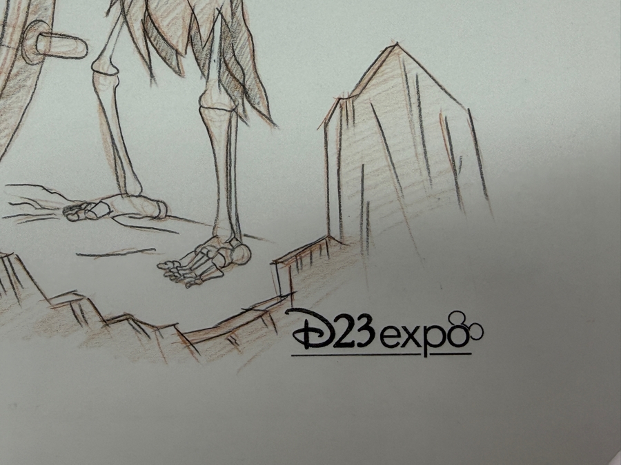 Andrew Caulfield Signed 2017 D23 Expo Concept Art Sketch Of The Skeleton Helmsman From Disney’s Pirates Of The Caribbean Attraction, Celebrating The Ride's 50th Anniversary 13'W X 10.5'H
 [Photo 6]