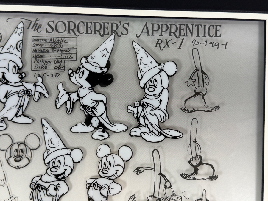Fred Moore Designed 2017 D23 Expo Exclusive Disney Concepts Framed Model Sheet Reproduction Of Mickey Mouse From The Sorcerer's Apprentice Segment Of Walt Disney’s Fantasia [Photo 4]
