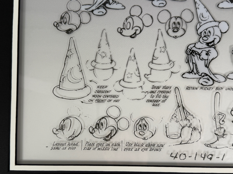 Fred Moore Designed 2017 D23 Expo Exclusive Disney Concepts Framed Model Sheet Reproduction Of Mickey Mouse From The Sorcerer's Apprentice Segment Of Walt Disney’s Fantasia [Photo 6]