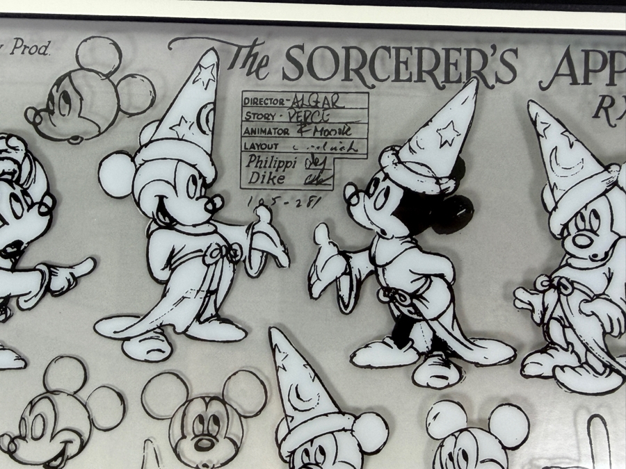 Fred Moore Designed 2017 D23 Expo Exclusive Disney Concepts Framed Model Sheet Reproduction Of Mickey Mouse From The Sorcerer's Apprentice Segment Of Walt Disney’s Fantasia [Photo 3]