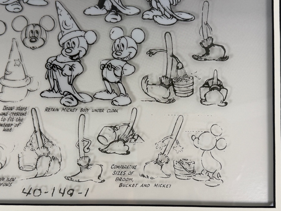 Fred Moore Designed 2017 D23 Expo Exclusive Disney Concepts Framed Model Sheet Reproduction Of Mickey Mouse From The Sorcerer's Apprentice Segment Of Walt Disney’s Fantasia [Photo 7]