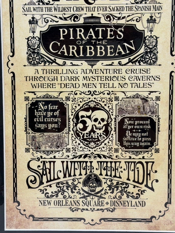 Jeremy Fulton Signed 2017 D23 Expo Exclusive Disneyland Pirates Of The Caribbean 50th Anniversary Commemorative Broadside Giclee Print 7.5'W X 13.5'H [Photo 4]