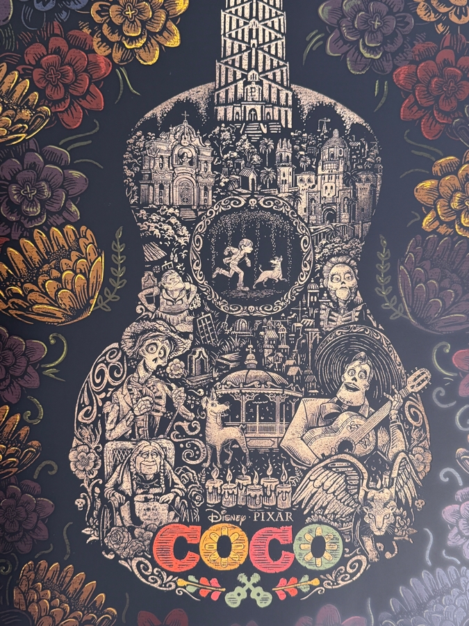 Disney Pixar Coco 2017 D23 Expo Exclusive Promotional Guitar And Marigold Floral Lithograph Poster 18.5'W X 27'H [Photo 2]
