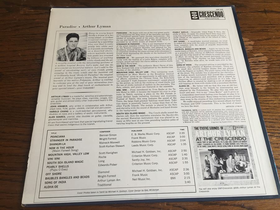 Arthur Lyman ‎- Paradise - GNP Crescendo ‎- GNPS 606 [Photo 2]