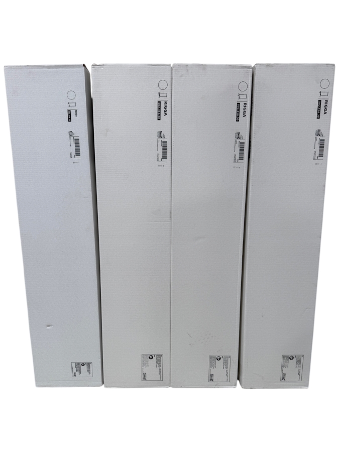 Just Added - Lot Of (4) IKEA RIGGA Clothing Racks Height Adjustable White Metal Garment Storage With Wheels