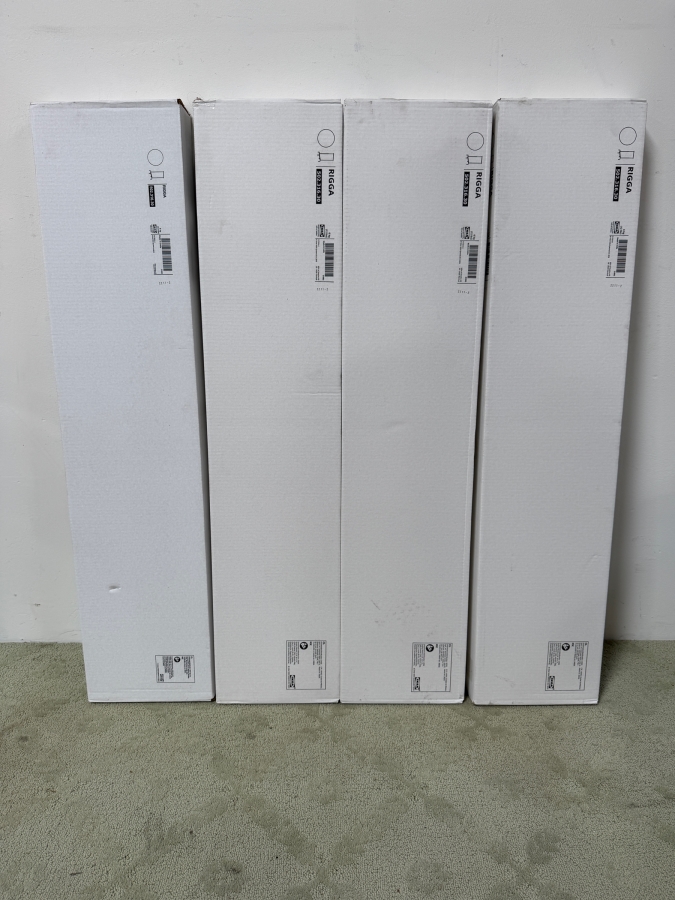 Just Added - Lot Of (4) IKEA RIGGA Clothing Racks Height Adjustable White Metal Garment Storage With Wheels [Photo 2]