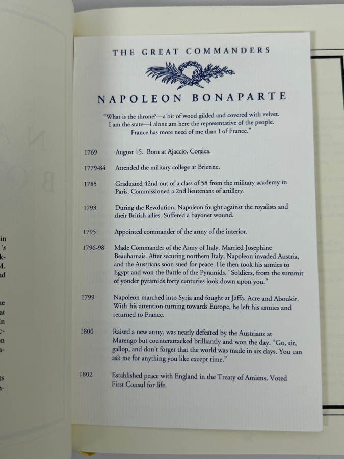 Just Added - Napoleon: The Diaries (The Great Commanders Series) Hardcover Book By Napoleon Bonaparte First Printing 1994 Collectors Reprints [Photo 4]