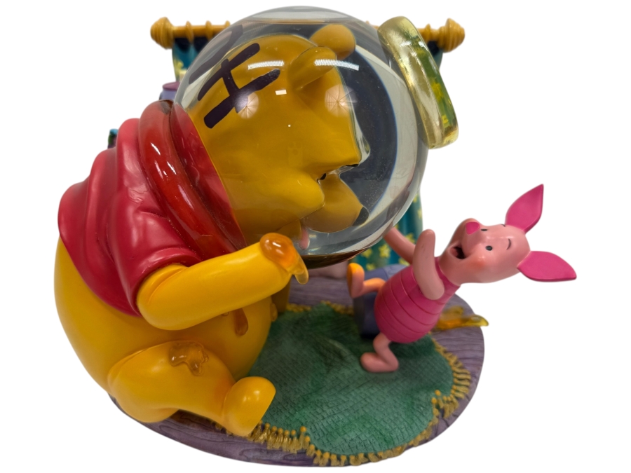 Disney Store Winnie The Pooh And Piglet Rumbly In My Tumbly Musical Snow Globe Featuring Pooh Stuck In A Hunny Pot 8.5'W X 7'D X 7'H