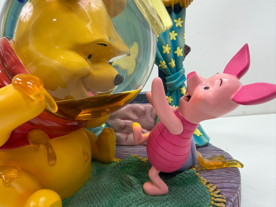 Disney Store Winnie The Pooh And Piglet Rumbly In My Tumbly Musical Snow Globe Featuring Pooh Stuck In A Hunny Pot 8.5'W X 7'D X 7'H [Photo 3]