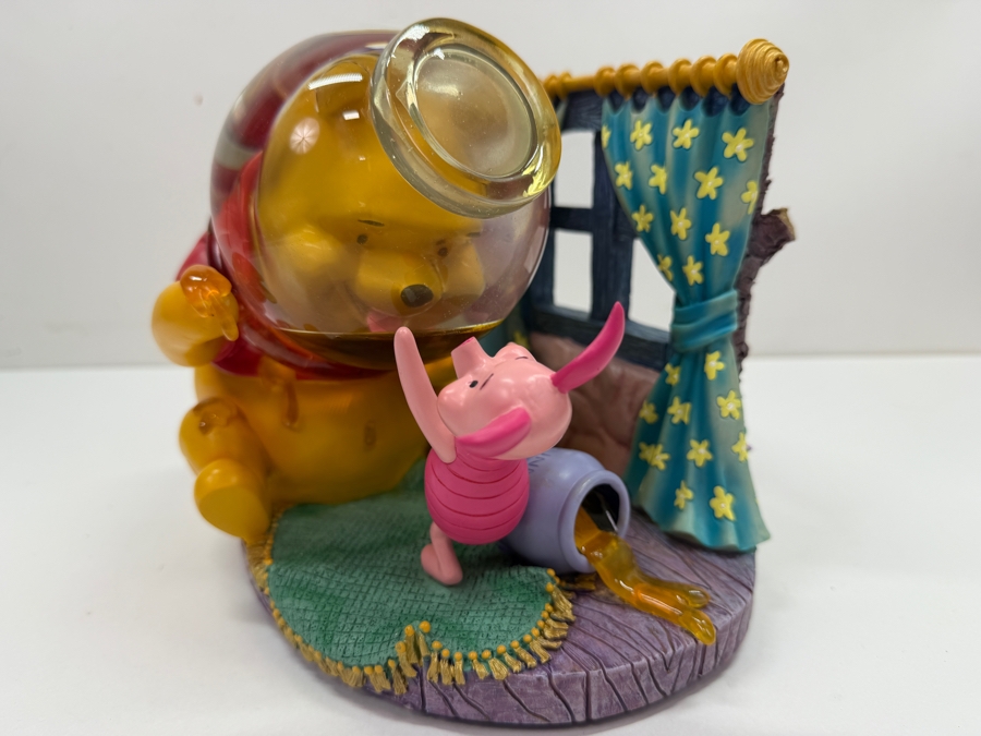 Disney Store Winnie The Pooh And Piglet Rumbly In My Tumbly Musical Snow Globe Featuring Pooh Stuck In A Hunny Pot 8.5'W X 7'D X 7'H [Photo 4]