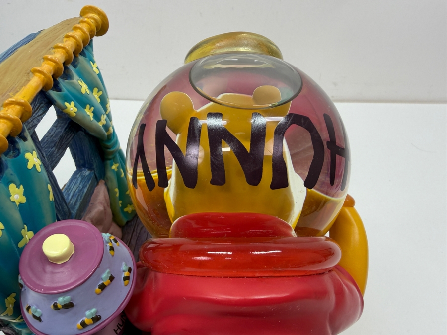 Disney Store Winnie The Pooh And Piglet Rumbly In My Tumbly Musical Snow Globe Featuring Pooh Stuck In A Hunny Pot 8.5'W X 7'D X 7'H [Photo 9]