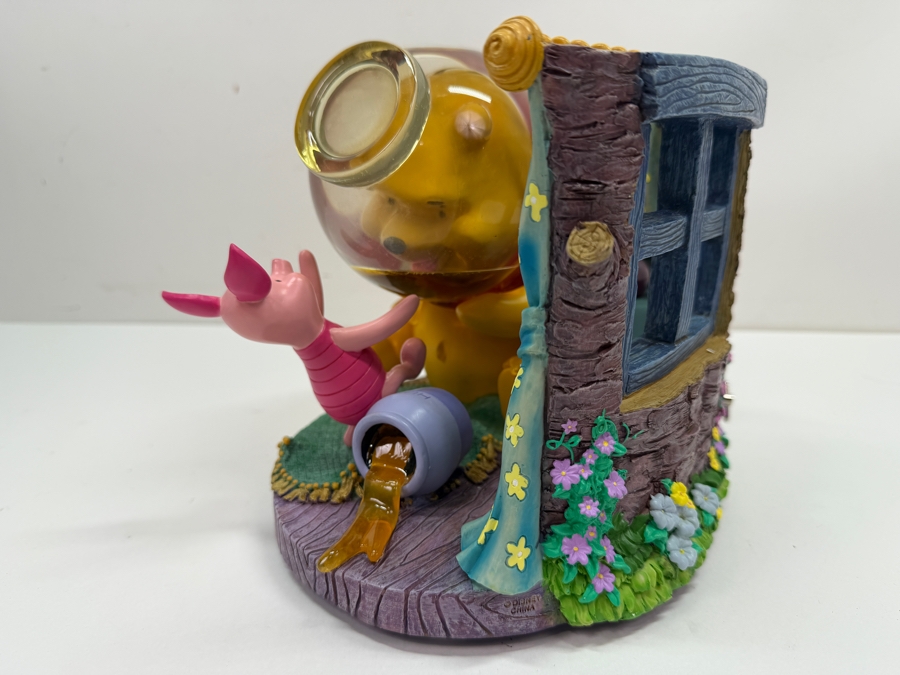 Disney Store Winnie The Pooh And Piglet Rumbly In My Tumbly Musical Snow Globe Featuring Pooh Stuck In A Hunny Pot 8.5'W X 7'D X 7'H [Photo 6]