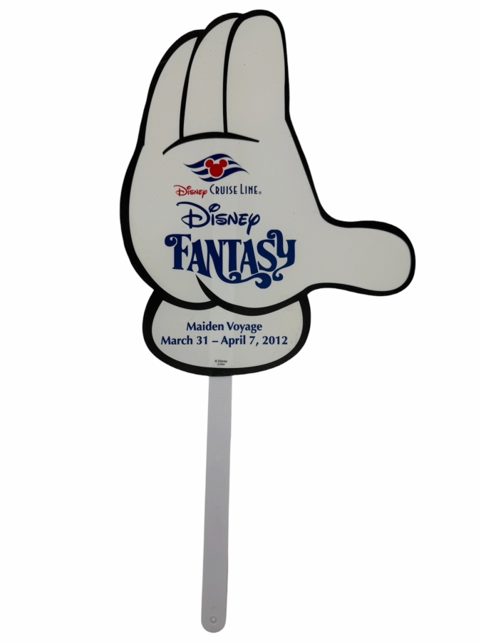Disney Cruise Line Disney Fantasy Maiden Voyage Mickey Mouse Hand Commemorative Handheld Fan 20'H