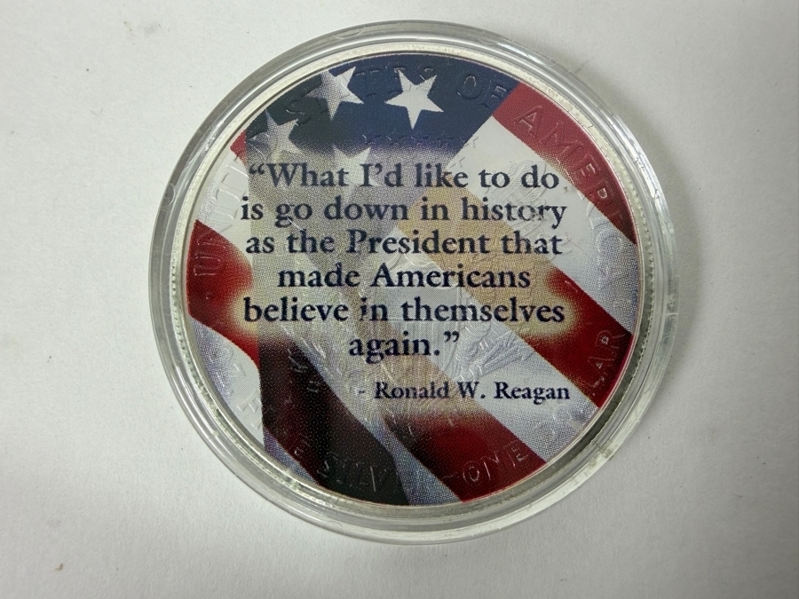 2004 Ronald Reagan 40th President Of The United States Colorized American Silver Eagle One Troy Ounce .999 Fine Silver Commemorative Coin [Photo 2]
