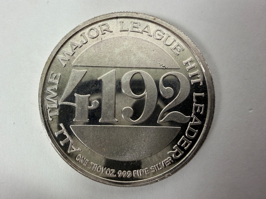 1985 Pete Rose All-Time Major League Hit Leader 1 Troy Ounce .999 Fine Silver Commemorative Round [Photo 2]