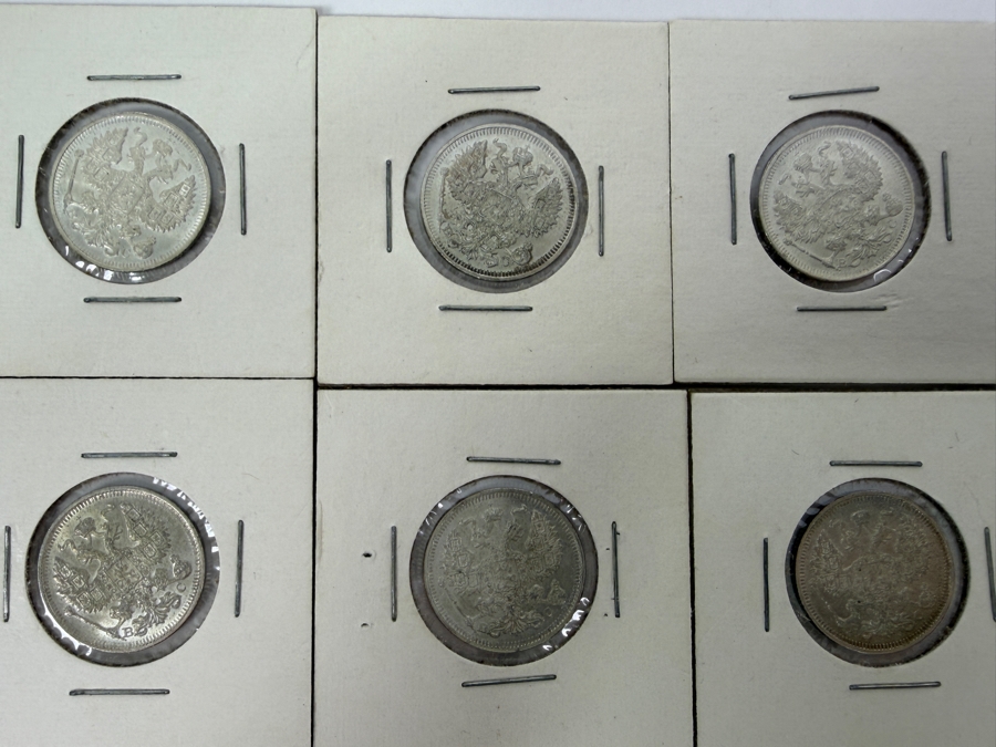 (4) 1914 Russian Empire 20 Kopeks Silver Coins (2) 1915 Russian Empire 20 Kopeks Silver Coins [Photo 8]