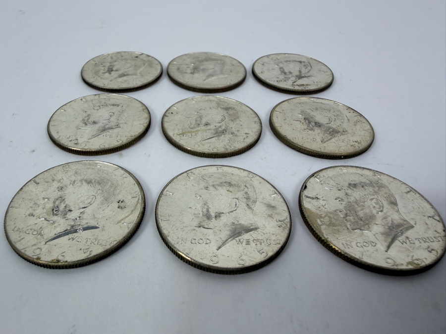 (9) Uncirculated 1965 US Kennedy Half Dollars [Photo 8]