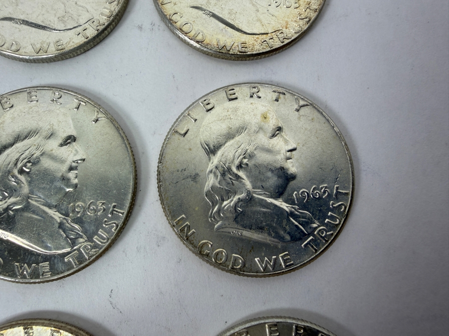 (9) Uncirculated 1963 US Franklin Half Dollars [Photo 5]