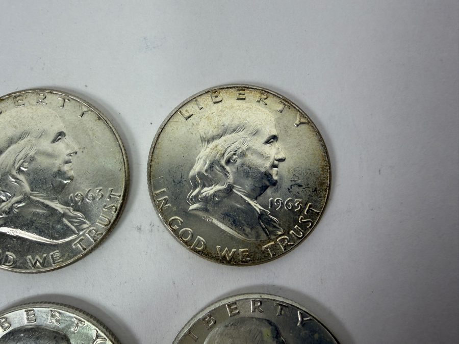 (9) Uncirculated 1963 US Franklin Half Dollars [Photo 3]