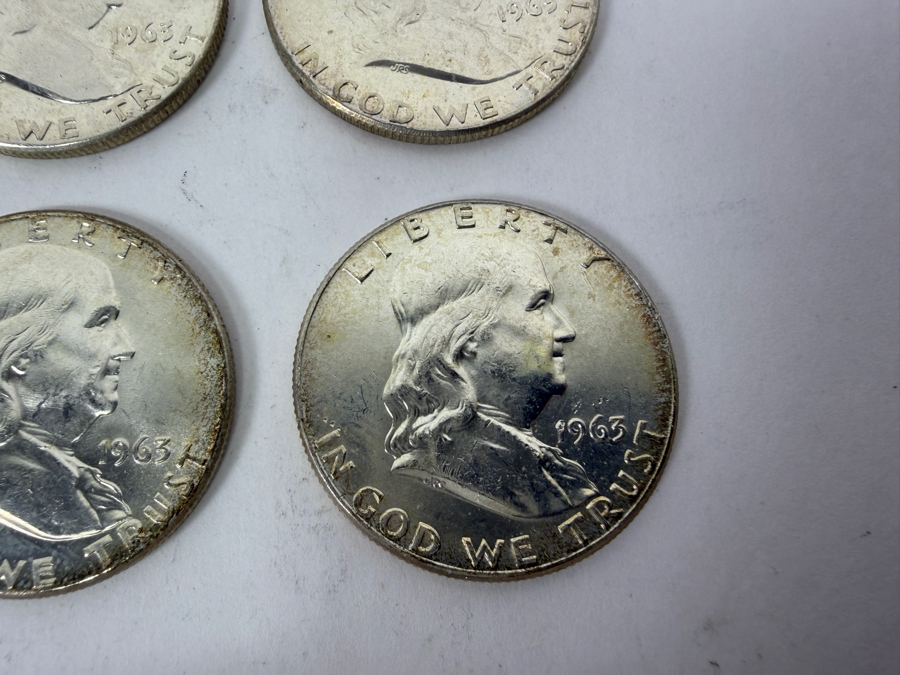 (9) Uncirculated 1963 US Franklin Half Dollars [Photo 7]