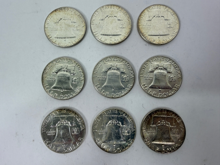 (9) Uncirculated 1963 US Franklin Half Dollars [Photo 6]