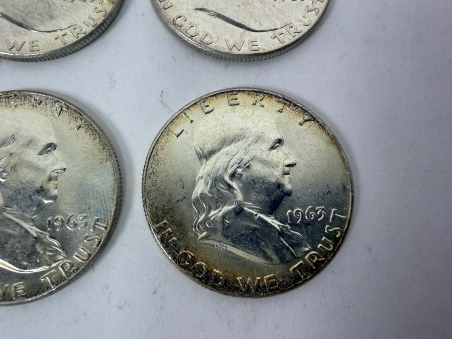 (9) Uncirculated 1963 US Franklin Half Dollars [Photo 5]