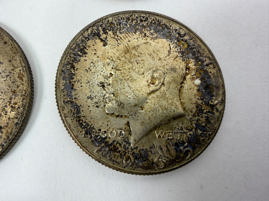 (2) Uncirculated 1963 US Franklin Half Dollars And (2) Uncirculated 1965 US Kennedy Half Dollars [Photo 4]