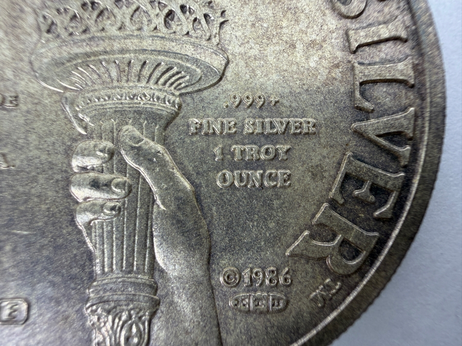 1986 Statue Of Liberty Centennial Commemorative Coin 1 Troy Oz Of .999 Fine Silver [Photo 4]