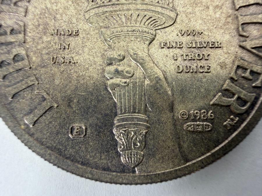 1986 Statue Of Liberty Centennial Commemorative Coin 1 Troy Oz Of .999 Fine Silver [Photo 5]