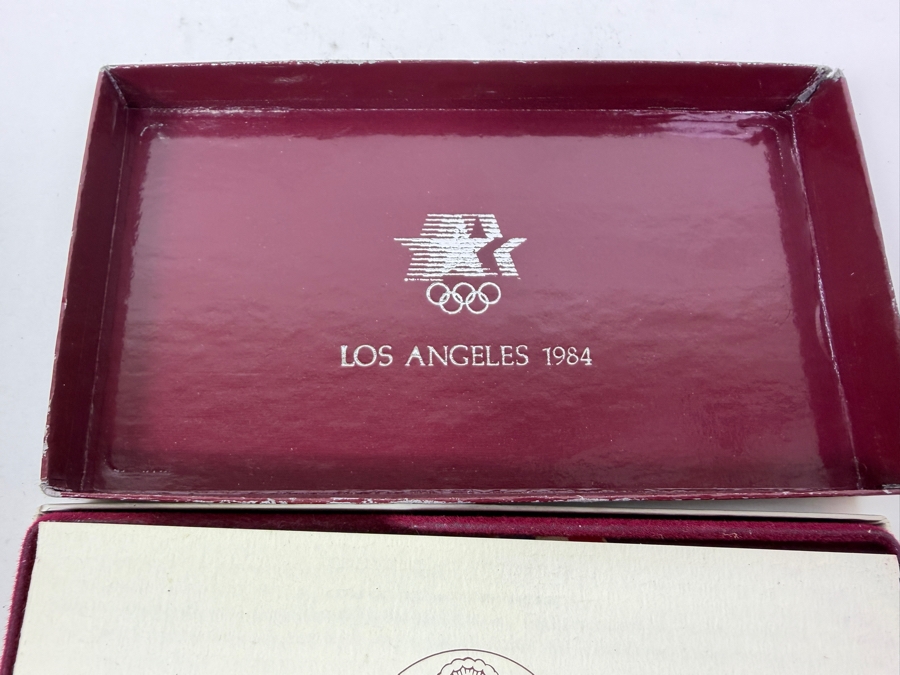 1984 Los Angeles Olympic Silver Dollar Proof Coin In Original Red Velvet Presentation Box [Photo 6]