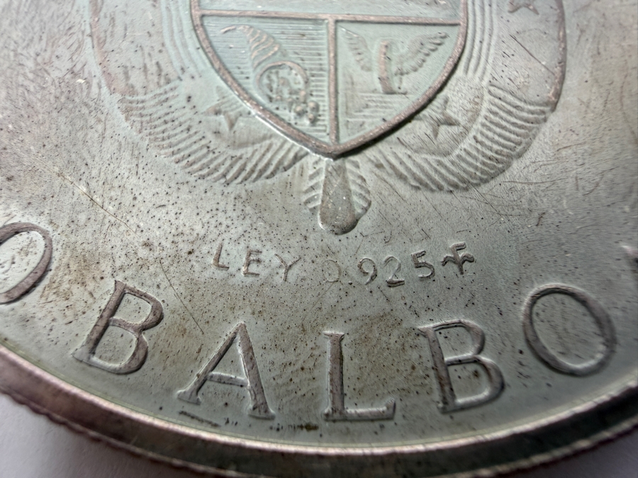 Large 2.5'W 1974 Panama 20 Balboas Simón Bolívar .925 Sterling Silver Commemorative Coin 130.6g [Photo 4]