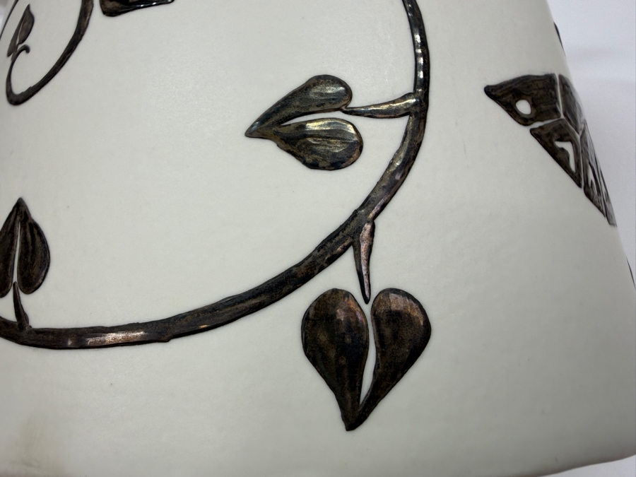 Emilia Castillo Plata Pura Potter Footed Pottery Bowl With Birds And Sterling Silver Decorations 15'W X 9.5'H 33.3g (RSF) [Photo 9]