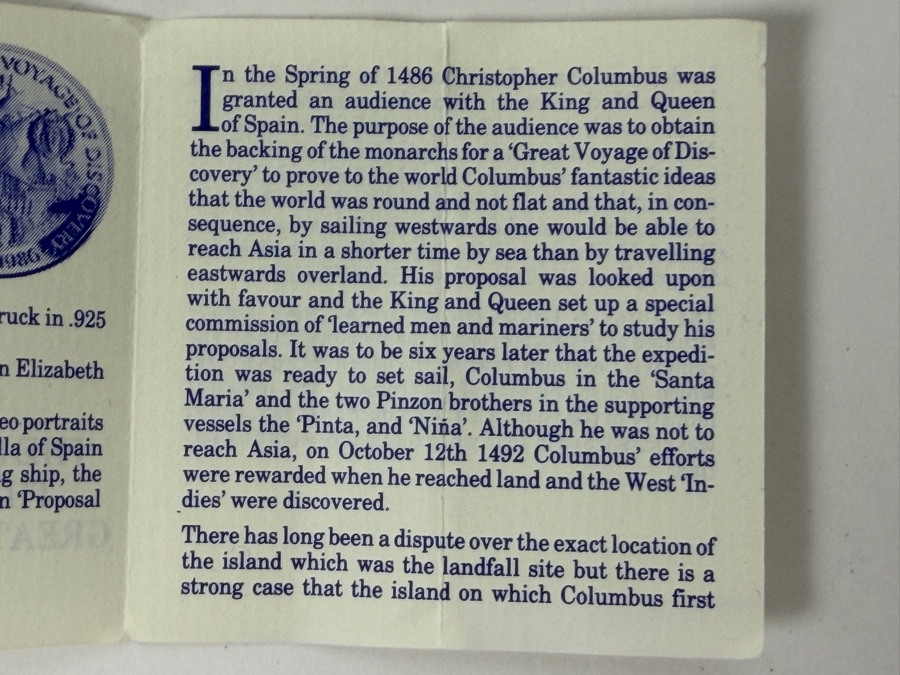 1986 Turks & Caicos Islands 50 Crowns Silver Proof Coin Limited Edition Christopher Columbus 136.08g [Photo 8]