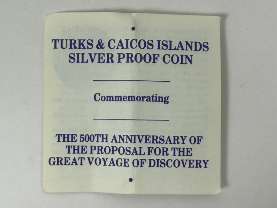 1986 Turks & Caicos Islands 50 Crowns Silver Proof Coin Limited Edition Christopher Columbus 136.08g [Photo 5]