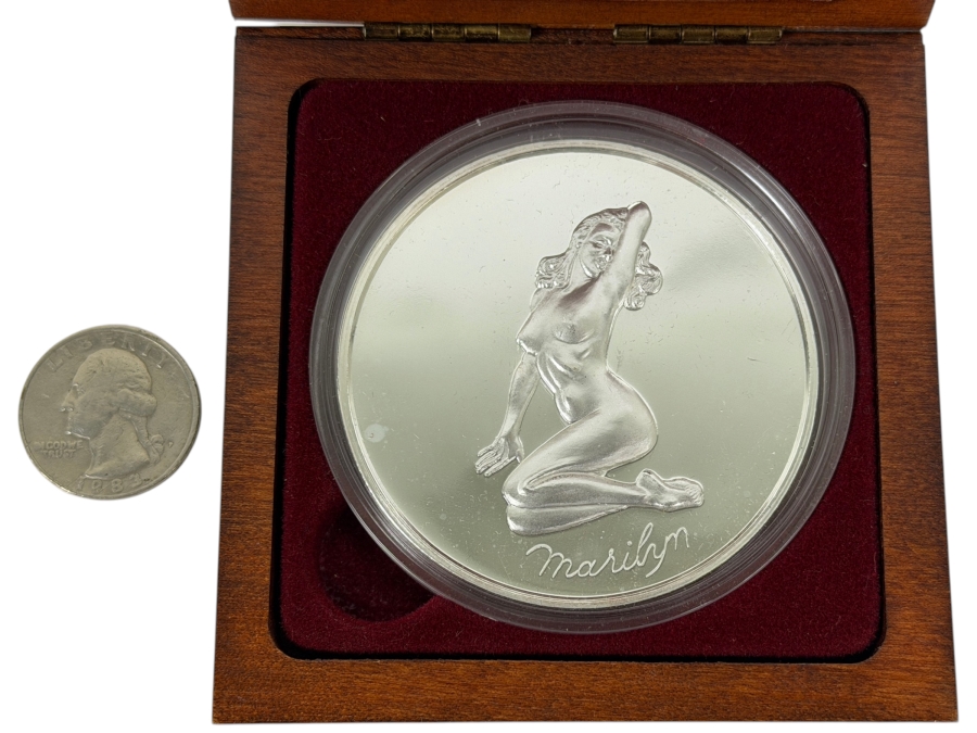 Large Madison Mint Marilyn Monroe Commemorative Silver Coin 5oz .999 Fine Silver In Presentation Box