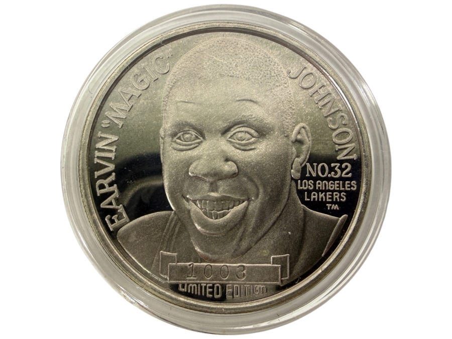 Limited Edition Earvin 'Magic' Johnson Commemorative Proof Silver Round Coin 1 Troy Oz .999 Fine Silver