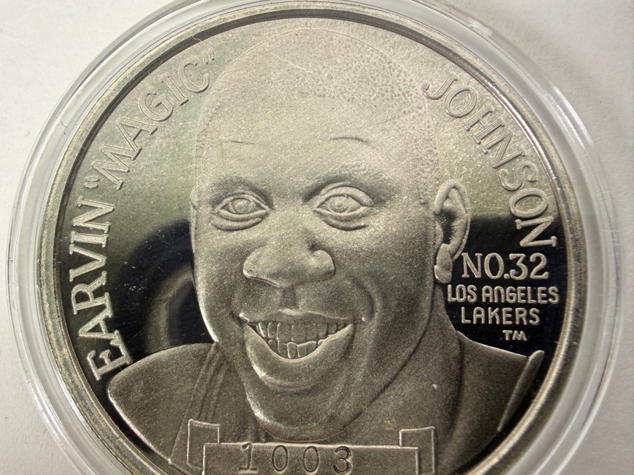 Limited Edition Earvin 'Magic' Johnson Commemorative Proof Silver Round Coin 1 Troy Oz .999 Fine Silver [Photo 3]